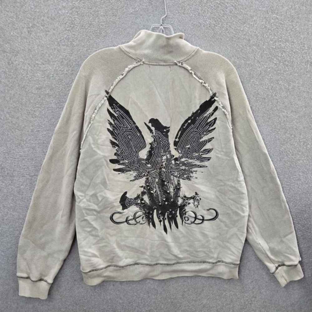 Calvin Klein Jeans Men Jacket Large Gray Griffin Stud Embroider Grommets Grunge‎